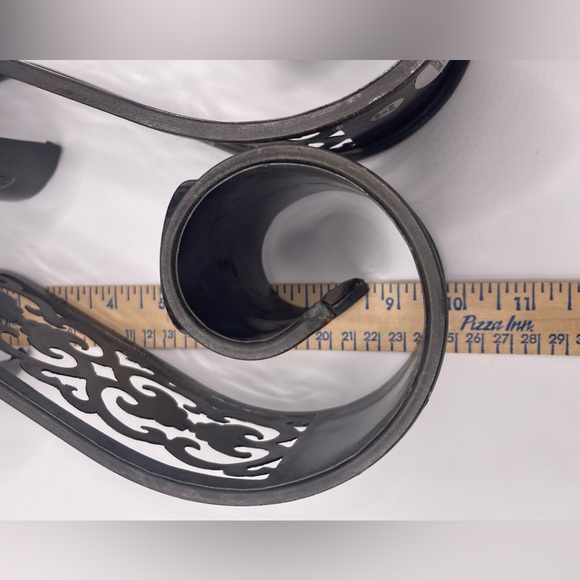 SET OF 2 VINTAGE WALL SCONCES BROWN METAL W/CANDLE HOLDERS - Picture 3 of 9